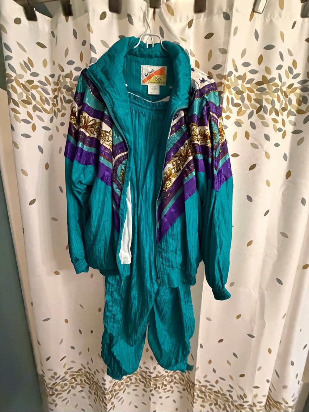 Teal Vintage Track Suit Jacket & Joggers - Retro Colorblock Style